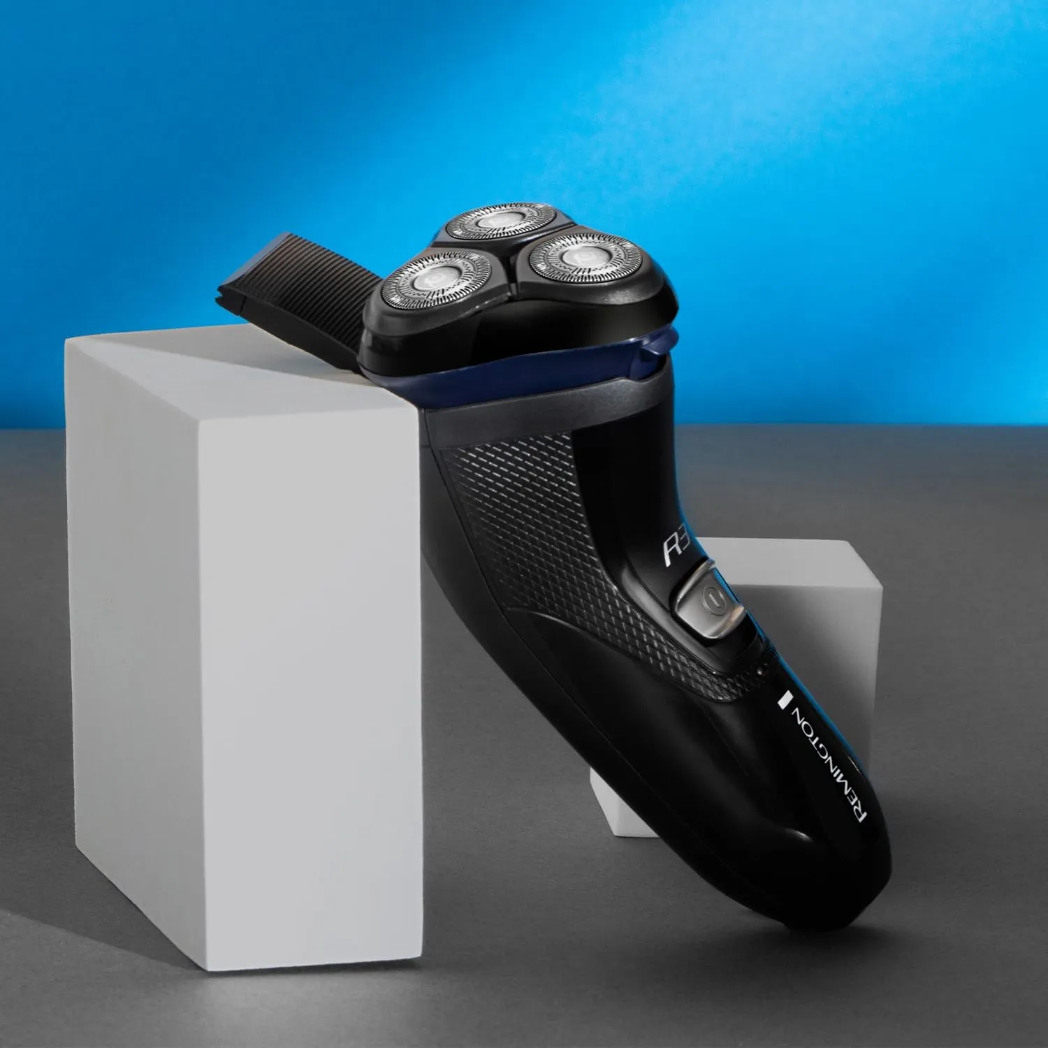 Remington R3 Men's Electric Rotary Shaver - Dual Track Blades, Pivoting Neck, Pop-up Trimmer, 40-Min Corded Use, R3002