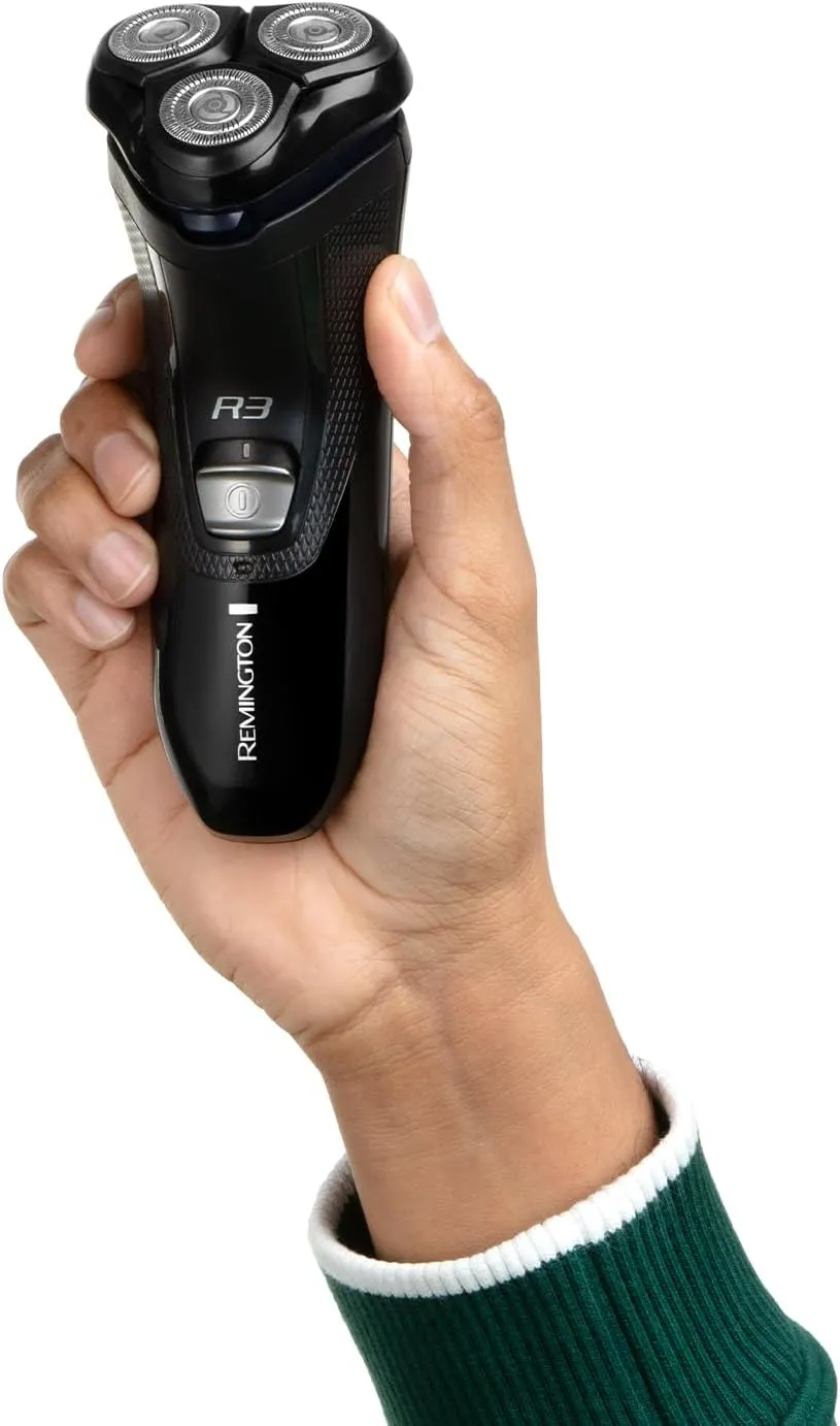 Remington R3 Men's Electric Rotary Shaver - Dual Track Blades, Pivoting Neck, Pop-up Trimmer, 40-Min Corded Use, R3002