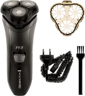 Remington R3 Men's Electric Rotary Shaver - Dual Track Blades, Pivoting Neck, Pop-up Trimmer, 40-Min Corded Use, R3002