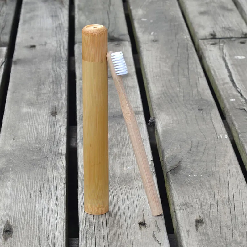 Reusable Eco Friendly Bamboo Toothbrush Travel Case for Trip / Camping / School