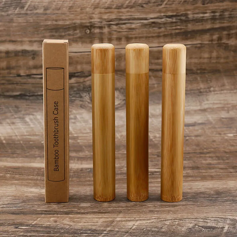 Reusable Eco Friendly Bamboo Toothbrush Travel Case for Trip / Camping / School