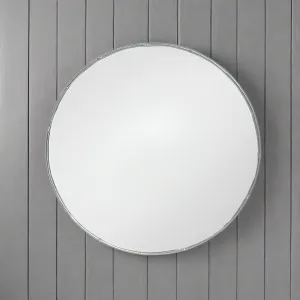 Round Mirror  Silver 'Bamboo' Frame 80 cm
