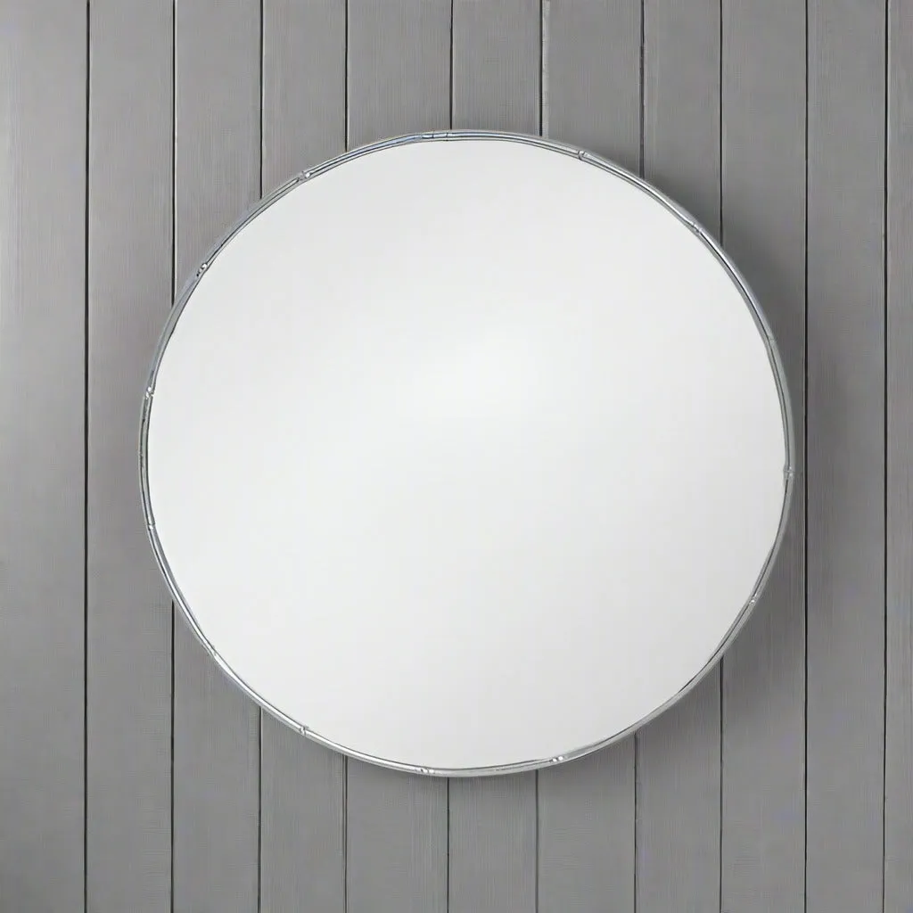 Round Mirror  Silver 'Bamboo' Frame 80 cm