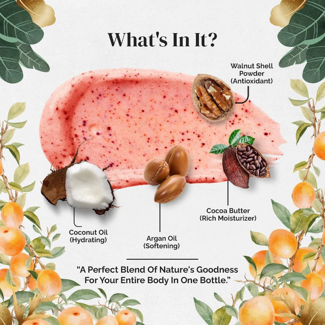 Rubz Apricot Scrub with Coconut Oil for Soft & Smooth Skin for Men & Women | Gently Exfoliates Skin to Remove Tan | Best for Hotel,Spa,Salon,Family | 5 Kg Pack With 200ml Refillable plastic jar