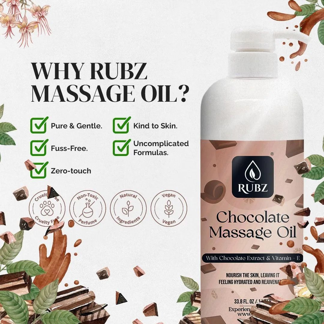 Rubz Chocolate Body Massage Oil | Relaxing, Soothing & Destressing Body Massage Oil for Men & Women | Best for Aromatherapy & Full Body Spa | 1 Litre