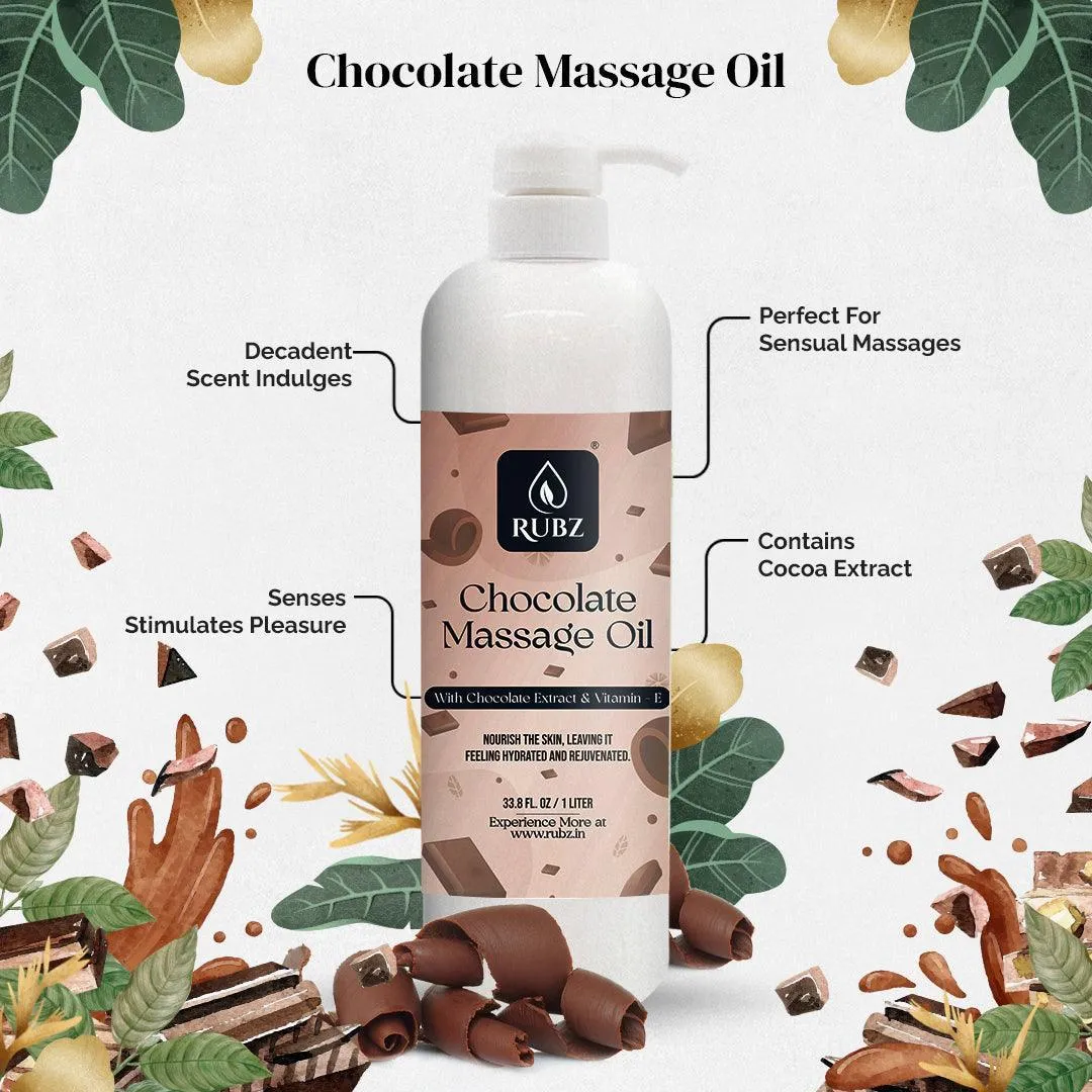 Rubz Chocolate Body Massage Oil | Relaxing, Soothing & Destressing Body Massage Oil for Men & Women | Best for Aromatherapy & Full Body Spa | 1 Litre