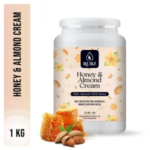 Rubz Honey & Almond cream with Vitamin E & Almond Oil | Deep moisturizing with instant hydration | Best body cream for dry skin for women | 1 Kg