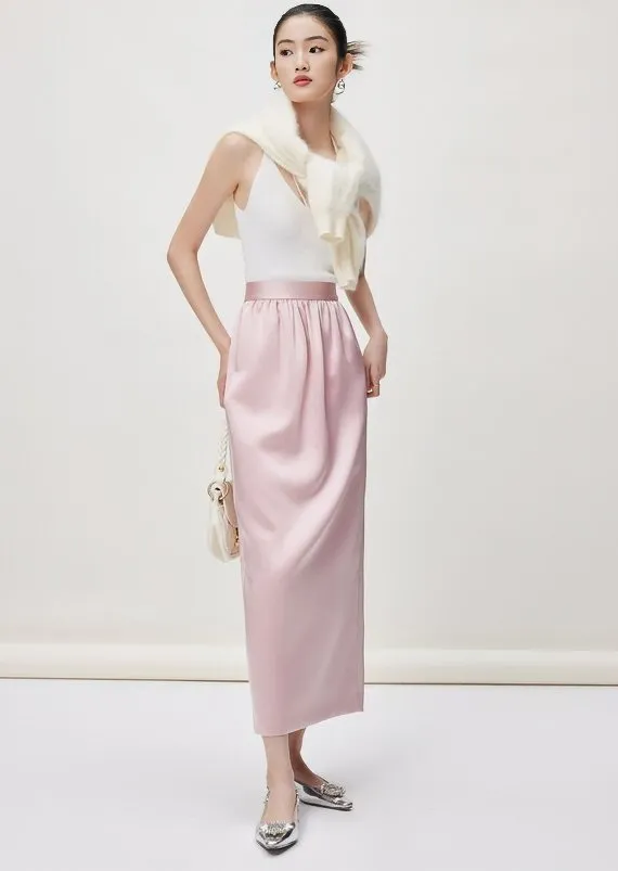 SATIN RUCHED SKIRT