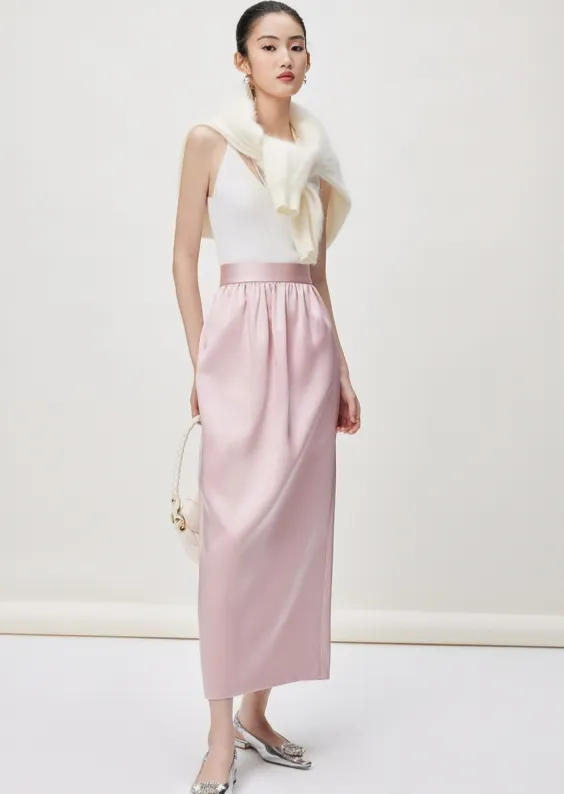 SATIN RUCHED SKIRT