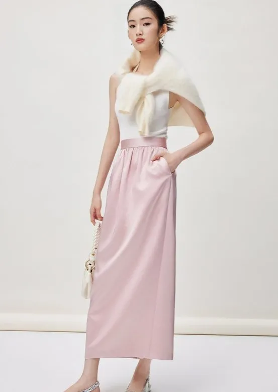 SATIN RUCHED SKIRT