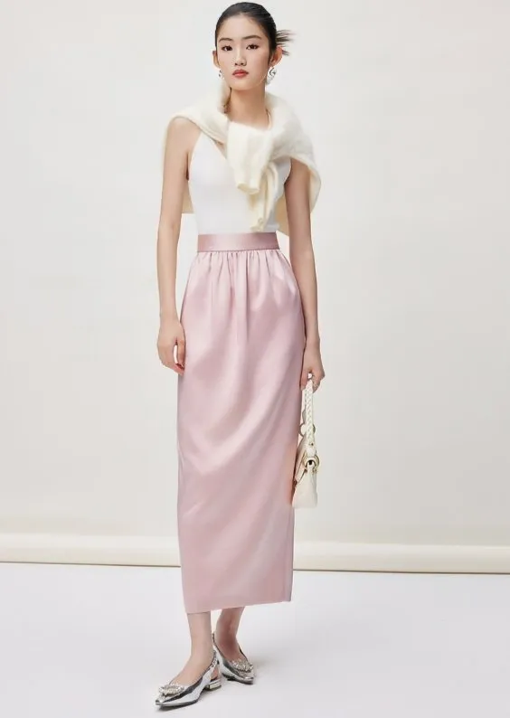 SATIN RUCHED SKIRT