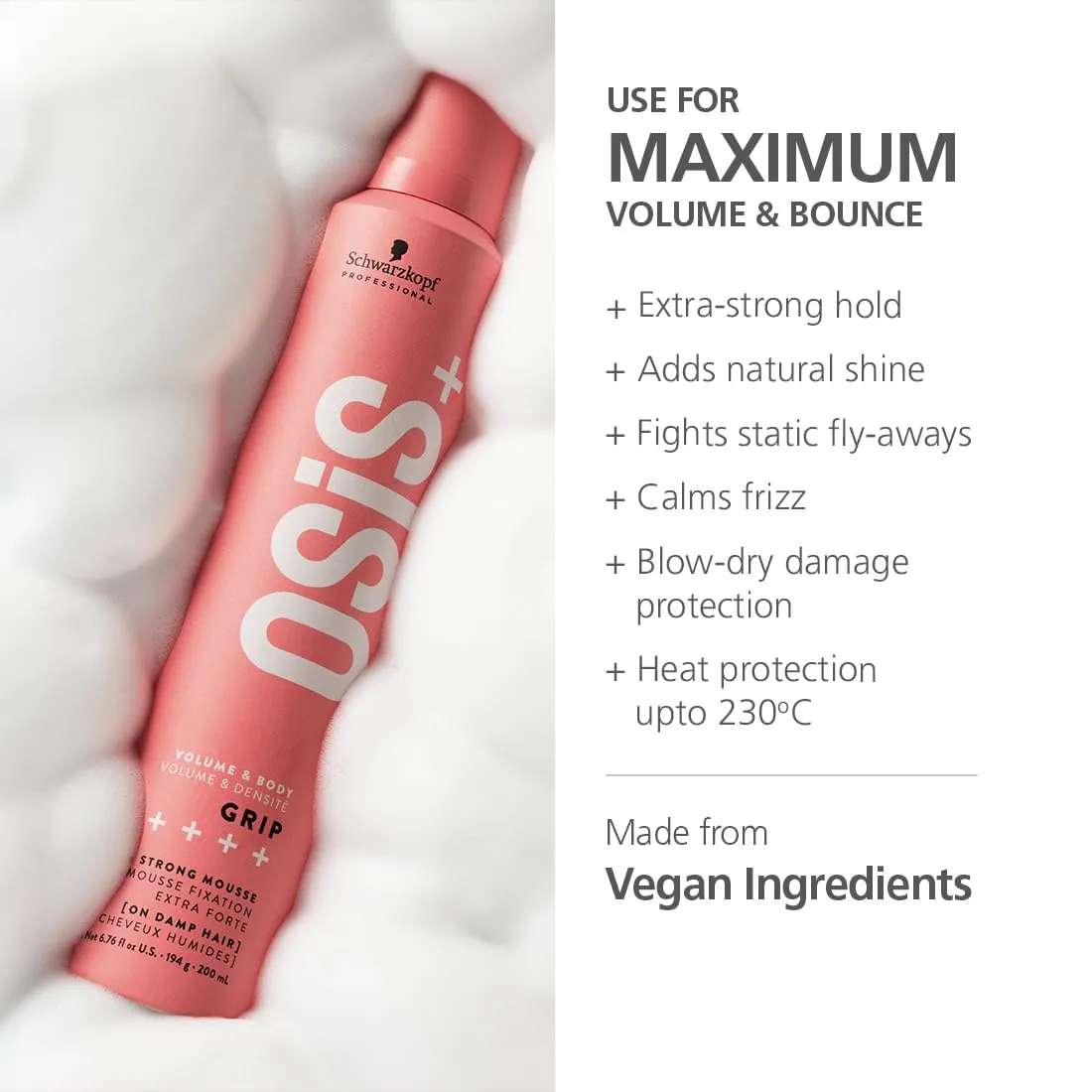 Schwarzkopf Professional OSIS  Volume & Body Grip  Extra Strong Mousse 200ml