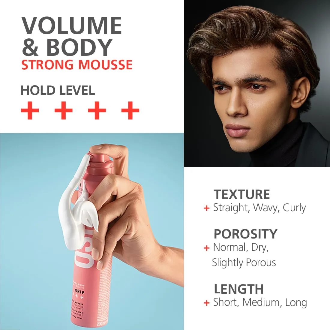 Schwarzkopf Professional OSIS  Volume & Body Grip  Extra Strong Mousse 200ml