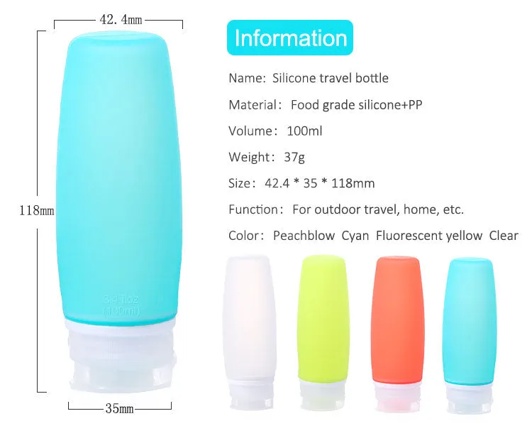 Silicone Travel Bottles Squeezable 100ml