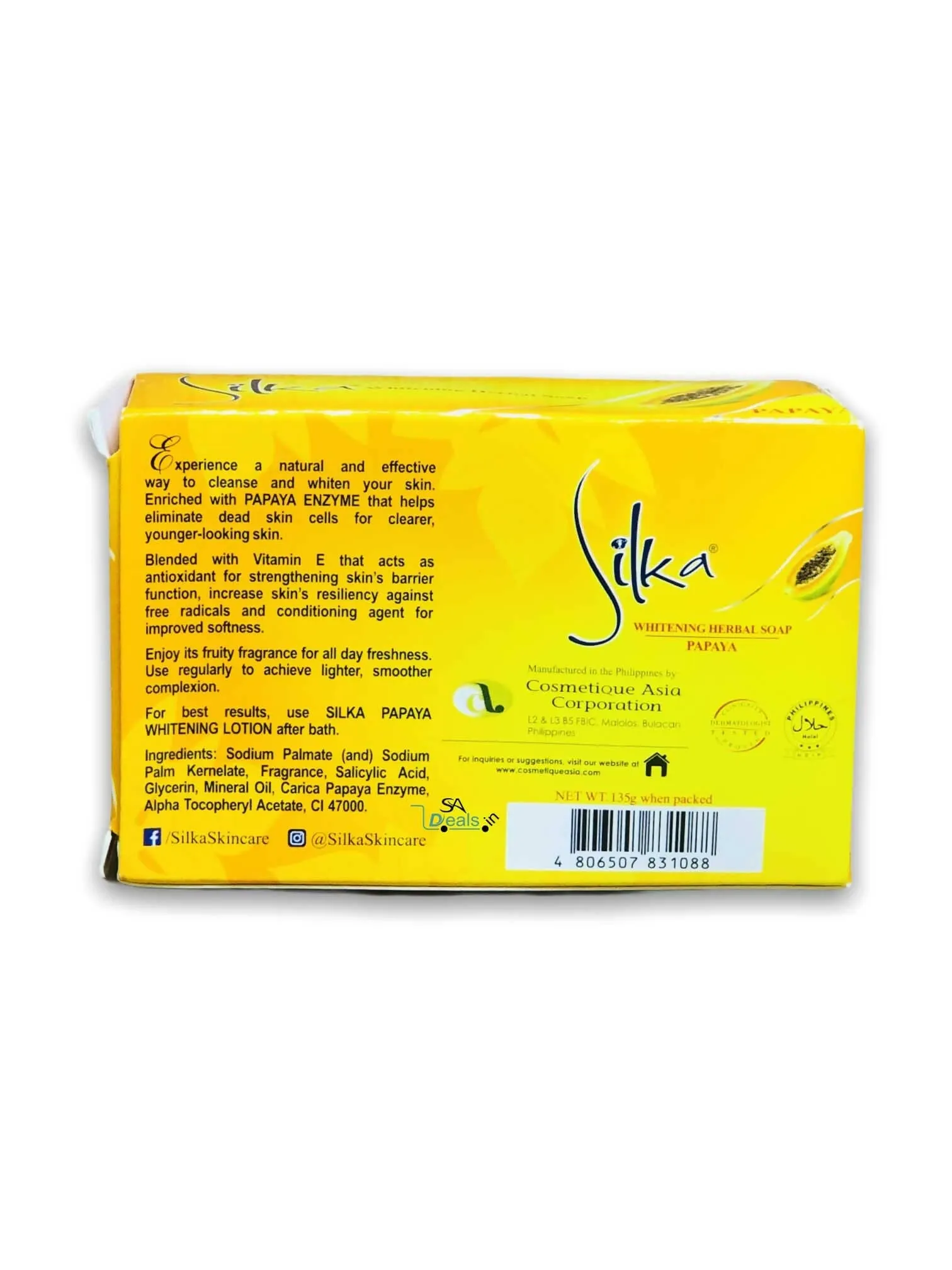 Silka Papaya Skin Whitening Soap 135g