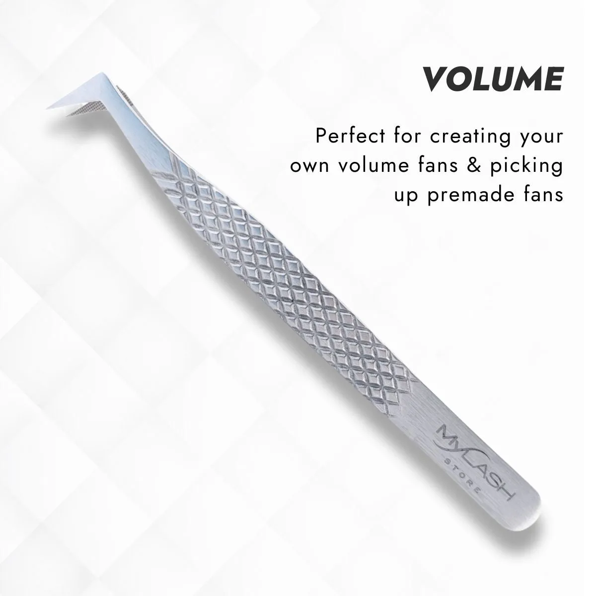 Silver Fibre Tip Lash Tweezers - Volume