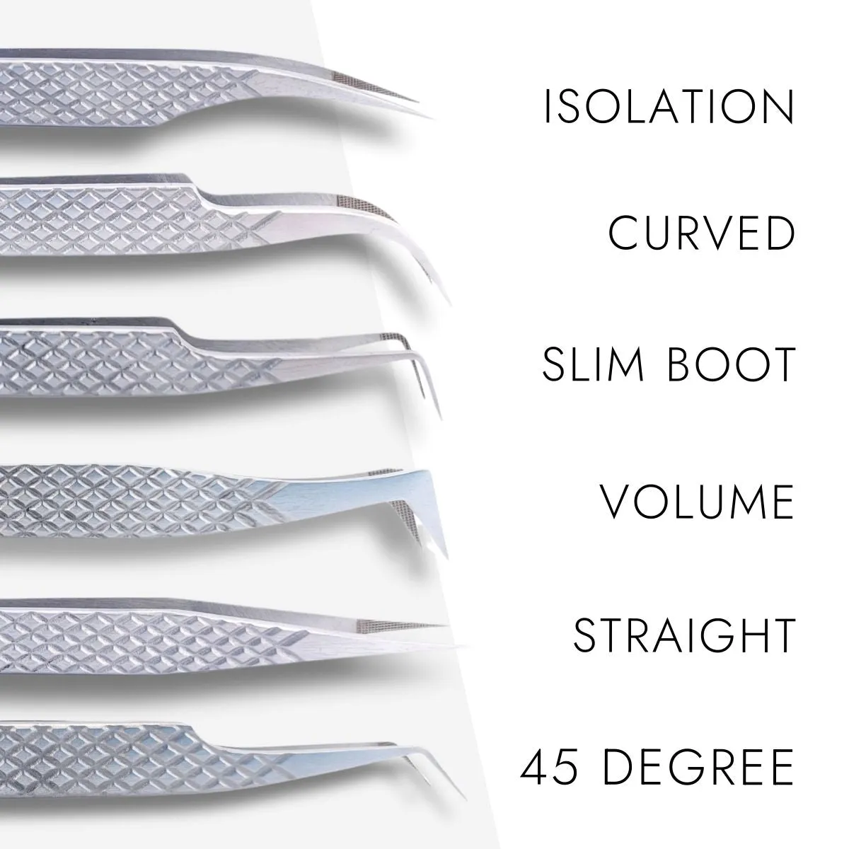 Silver Fibre Tip Lash Tweezers - Volume
