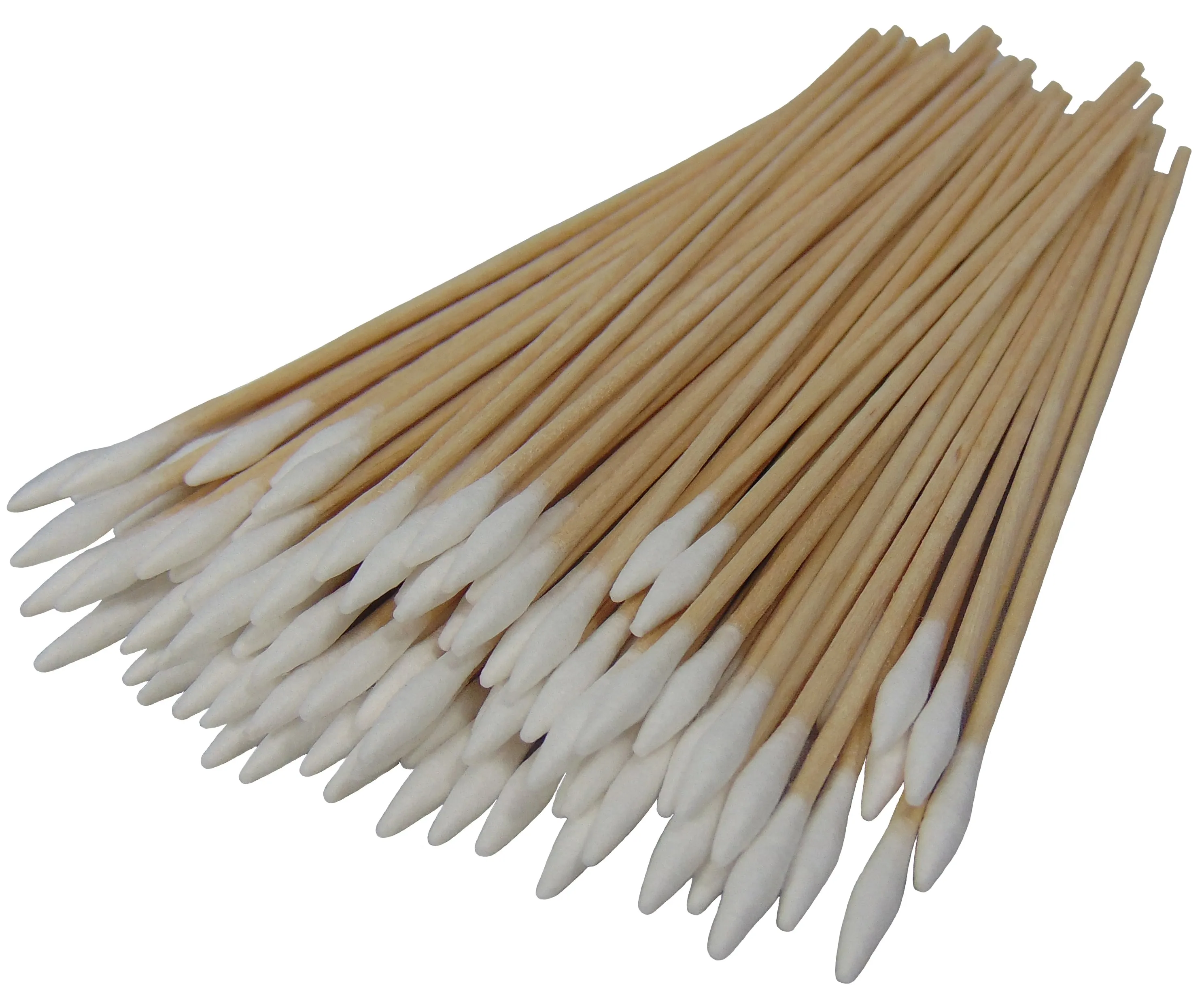 Single Sided Ultra Fine Tip 6" Wood Handle Cotton Tipped Weapon Cleaning Swabs Non-Sterile