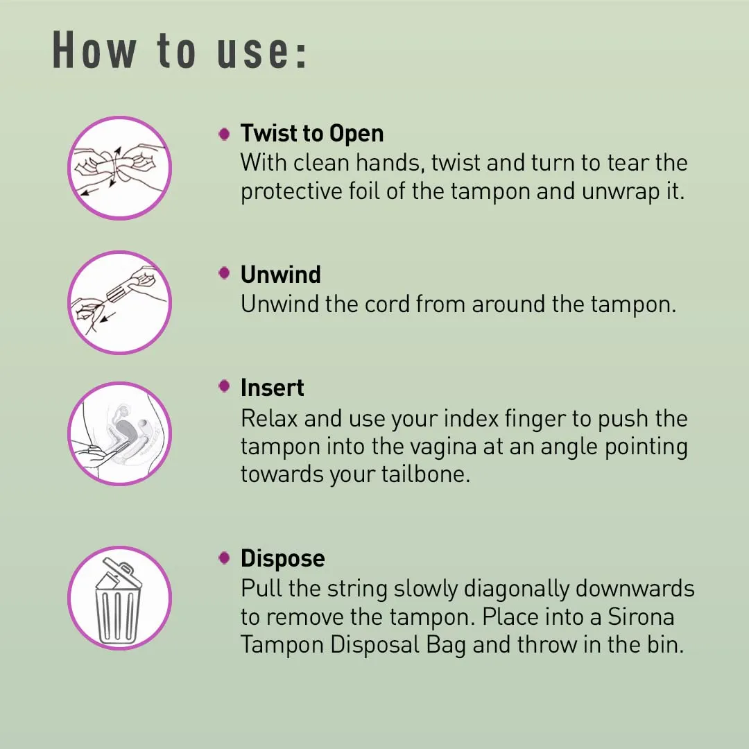 Sirona FDA Approved Premium Tampon Regular Flow - 20 Pieces