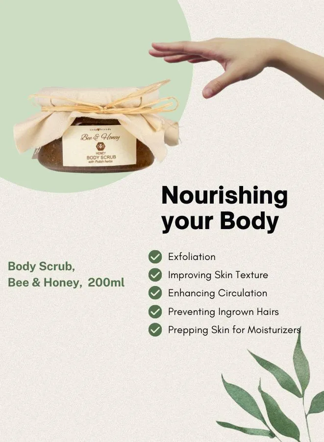 Soap&Friends Body Scrub - Exfoliating Scrub with  Bee and Honey and Polish Herbs, 200 ml