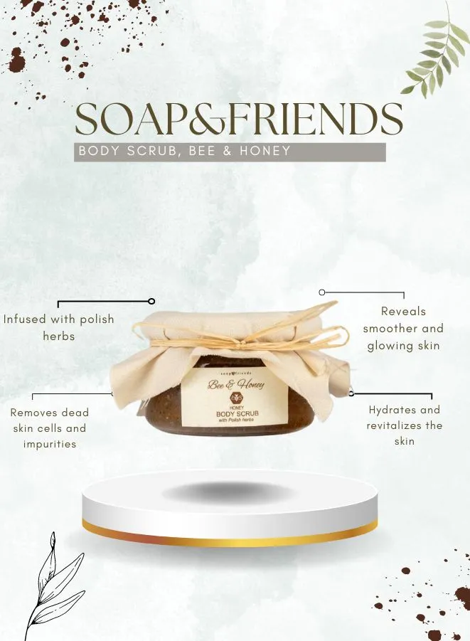 Soap&Friends Body Scrub - Exfoliating Scrub with  Bee and Honey and Polish Herbs, 200 ml