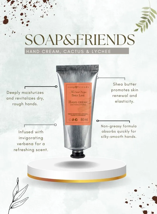 Soap&Friends Exotic Hand Cream 20% Shea Butter Cactus & Lychee - Nourishment with a Twist, 80 ml