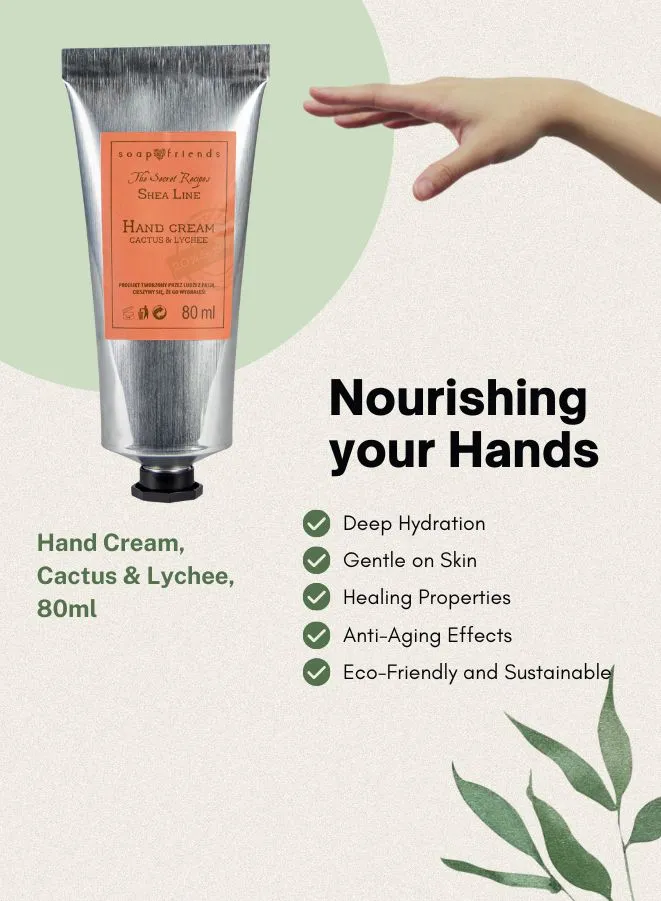Soap&Friends Exotic Hand Cream 20% Shea Butter Cactus & Lychee - Nourishment with a Twist, 80 ml