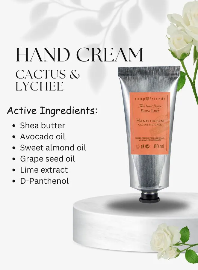 Soap&Friends Exotic Hand Cream 20% Shea Butter Cactus & Lychee - Nourishment with a Twist, 80 ml