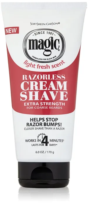 Softsheen-Carson Magic Razorless Shaving Cream, Hair Removal Cream for Body Hair, Extra Strength Depilatory Cream, Works in 4 Minutes for Coarse Hair, 6 Oz