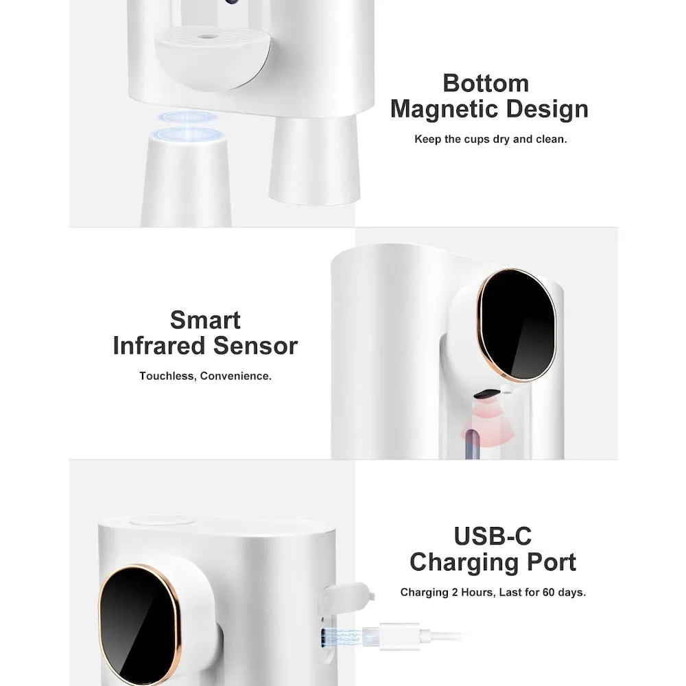 StitchesandTweed Automatic Mouthwash Dispenser Touchless with Magnetic Cups