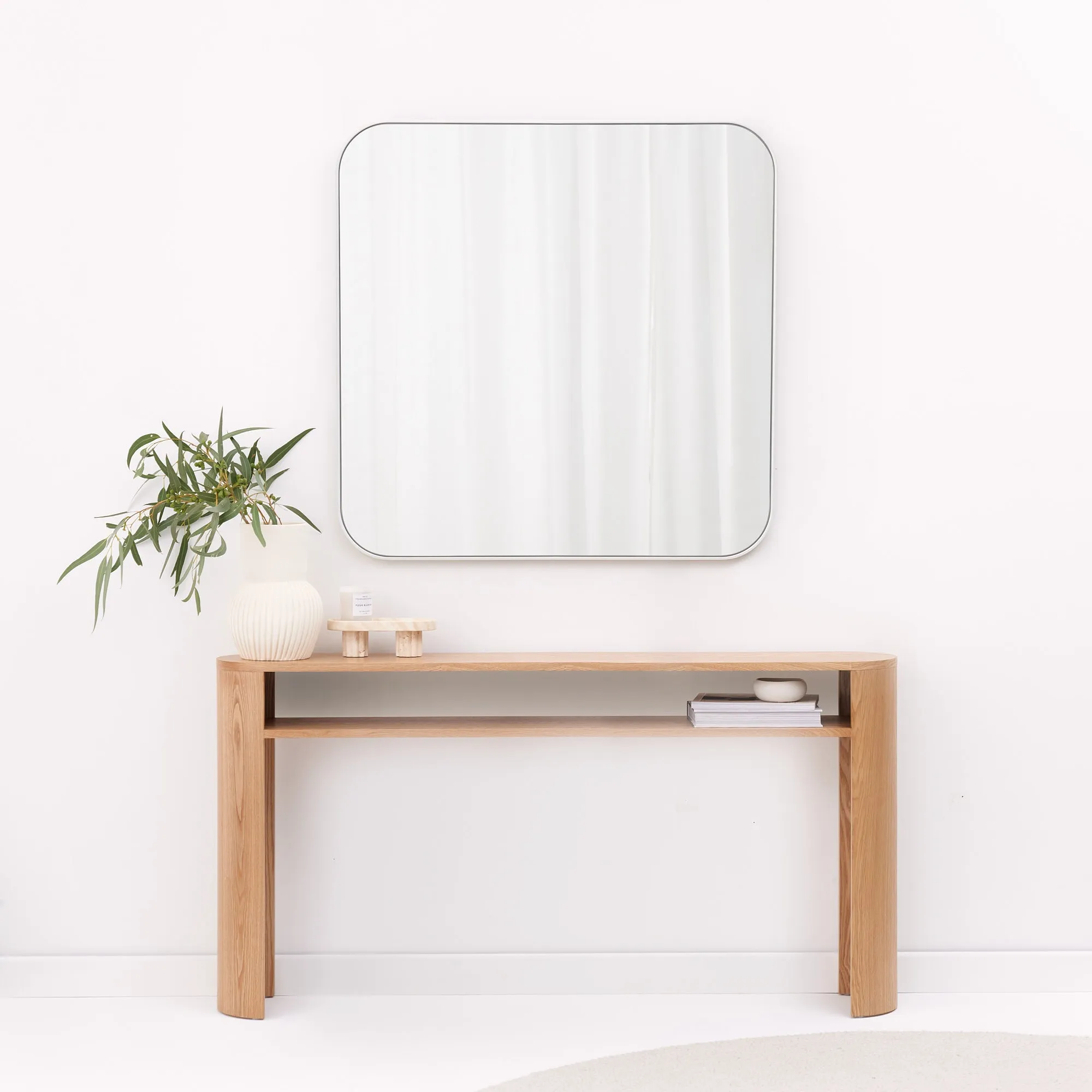 Studio Square Curve Mirror, White