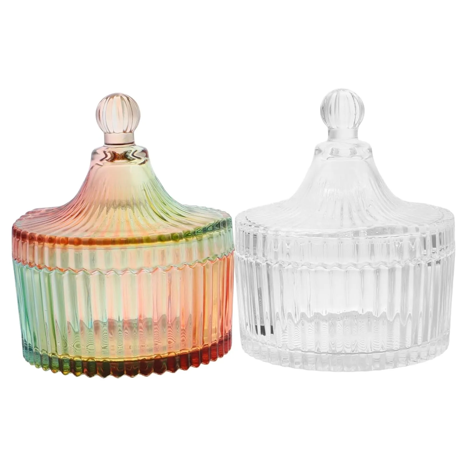 Sturdy Multi-functional Powder Puff Box Cotton Body Powder Holder Vintage Glass Jar Desktop Storage