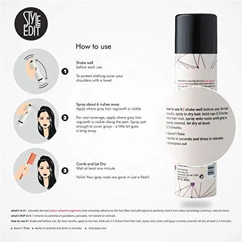 Style Edit Light Brown Root Concealer Touch Up Spray - Temporary And Instantly Covers Grey Hair, Pack of 1
