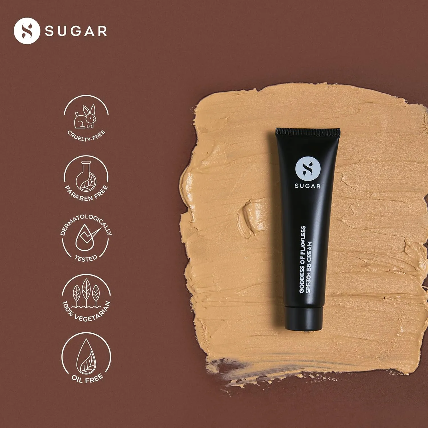 SUGAR Cosmetics Goddess Of Flawless SPF30  BB Cream - 47 Borgia (Medium Tan) LONG LASTING, LIGHTWEIGHT FORMULA