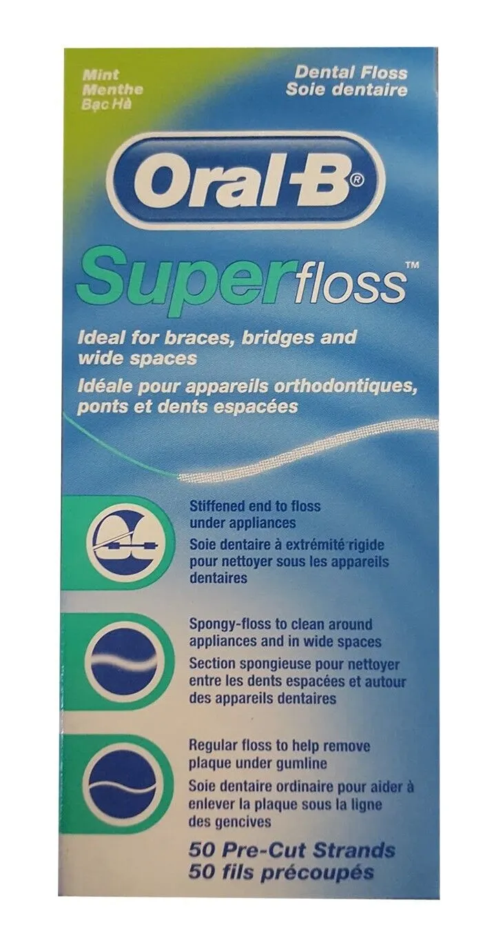 Super Floss Dental Floss on Braces and Implants 50 Pc
