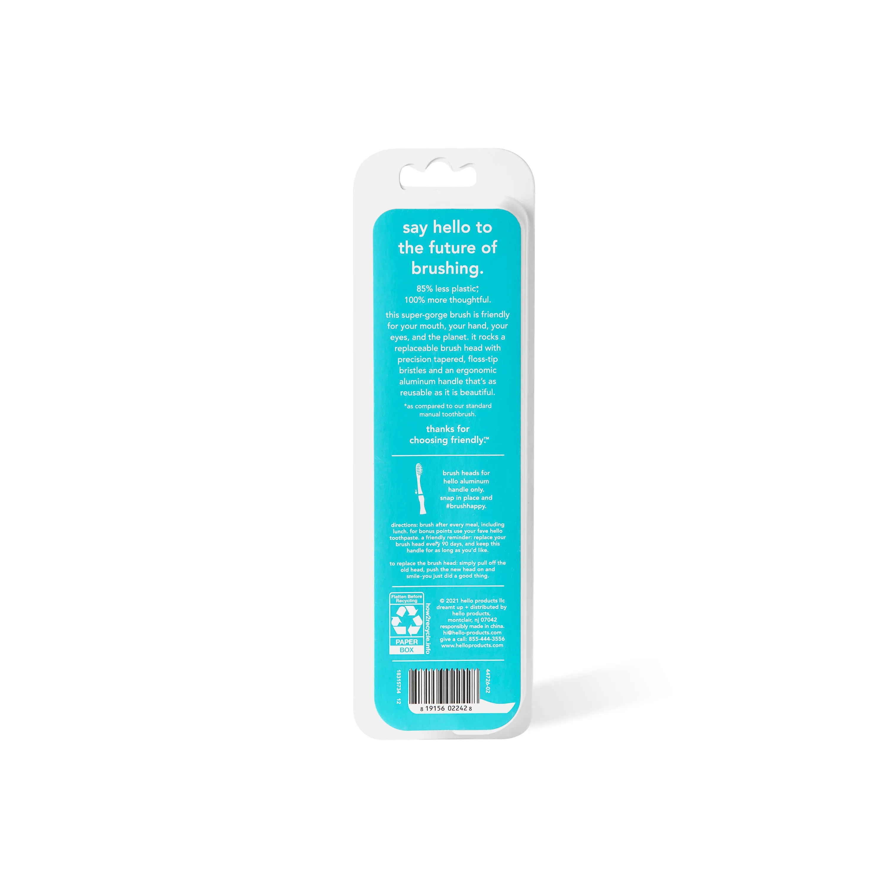 sustainable toothbrush with reusable blue aluminum handle