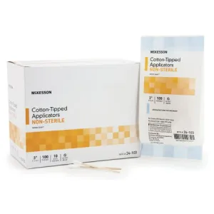 Swabstick 24-103 McKesson Cotton Tip Wood Shaft 3 Inch NonSterile 1000 Per Box