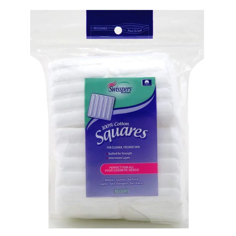 SWISSPERS - 100% Cotton Squares - 80 Cotton Squares