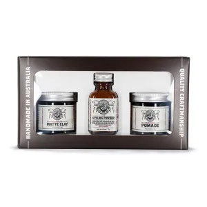 The Bearded Chap Hair Styling Trilogy Kit (47g Traditional Pomade, 18g Hair Styling Powder, 60g Australian Matte Clay)