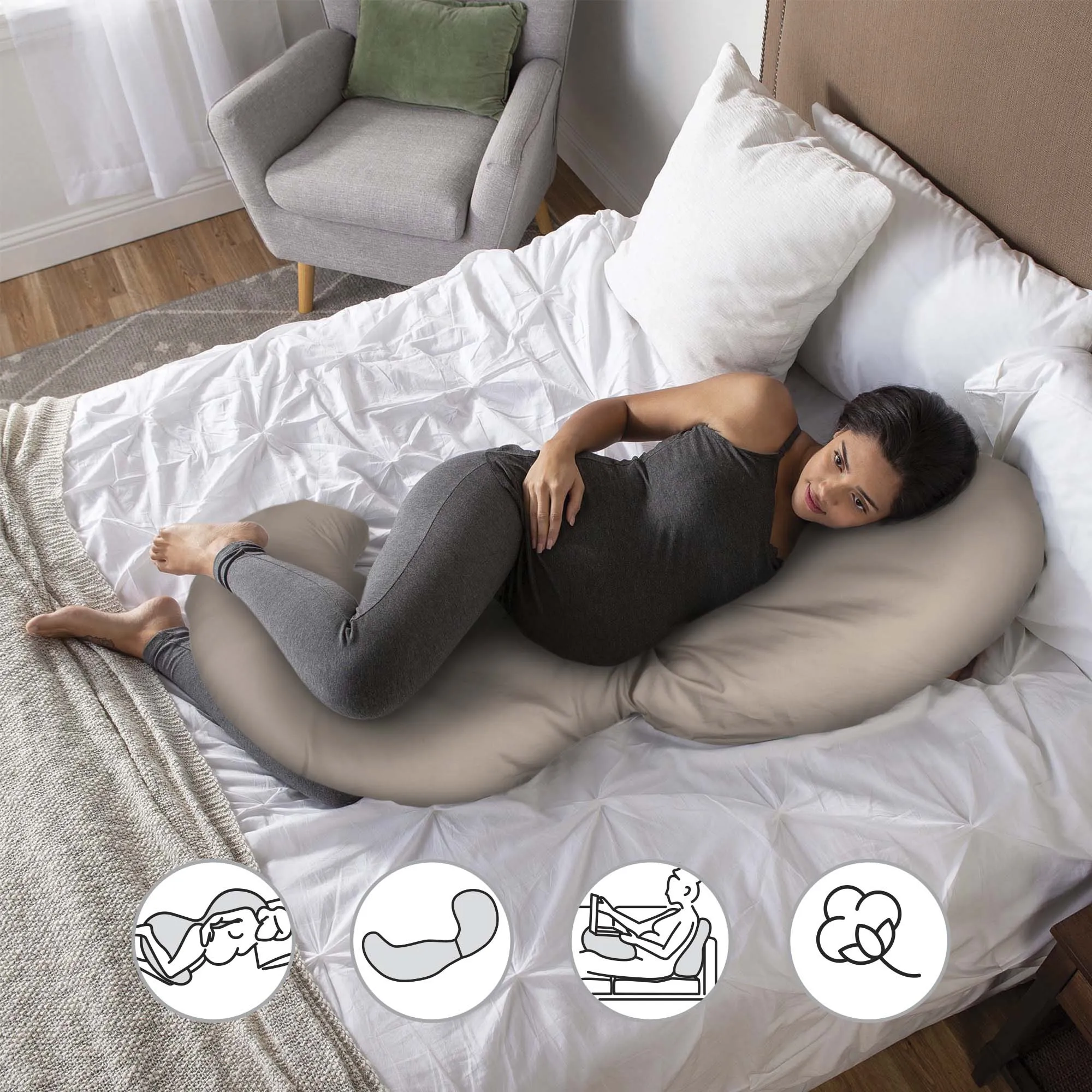 Total Body Pregnancy Pillow with Organic Cotton Pillow Cover