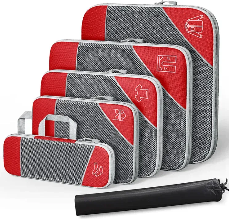 Travel Bag Suit With Shoe Bag Mesh Visual Luggage Organizing