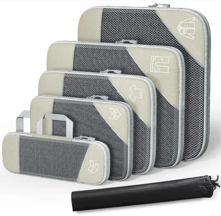 Travel Bag Suit With Shoe Bag Mesh Visual Luggage Organizing
