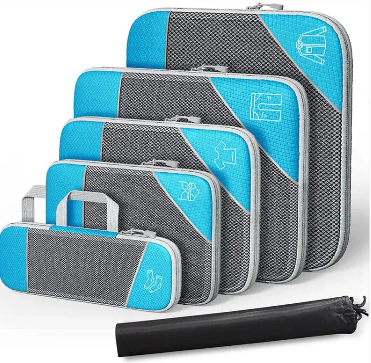 Travel Bag Suit With Shoe Bag Mesh Visual Luggage Organizing