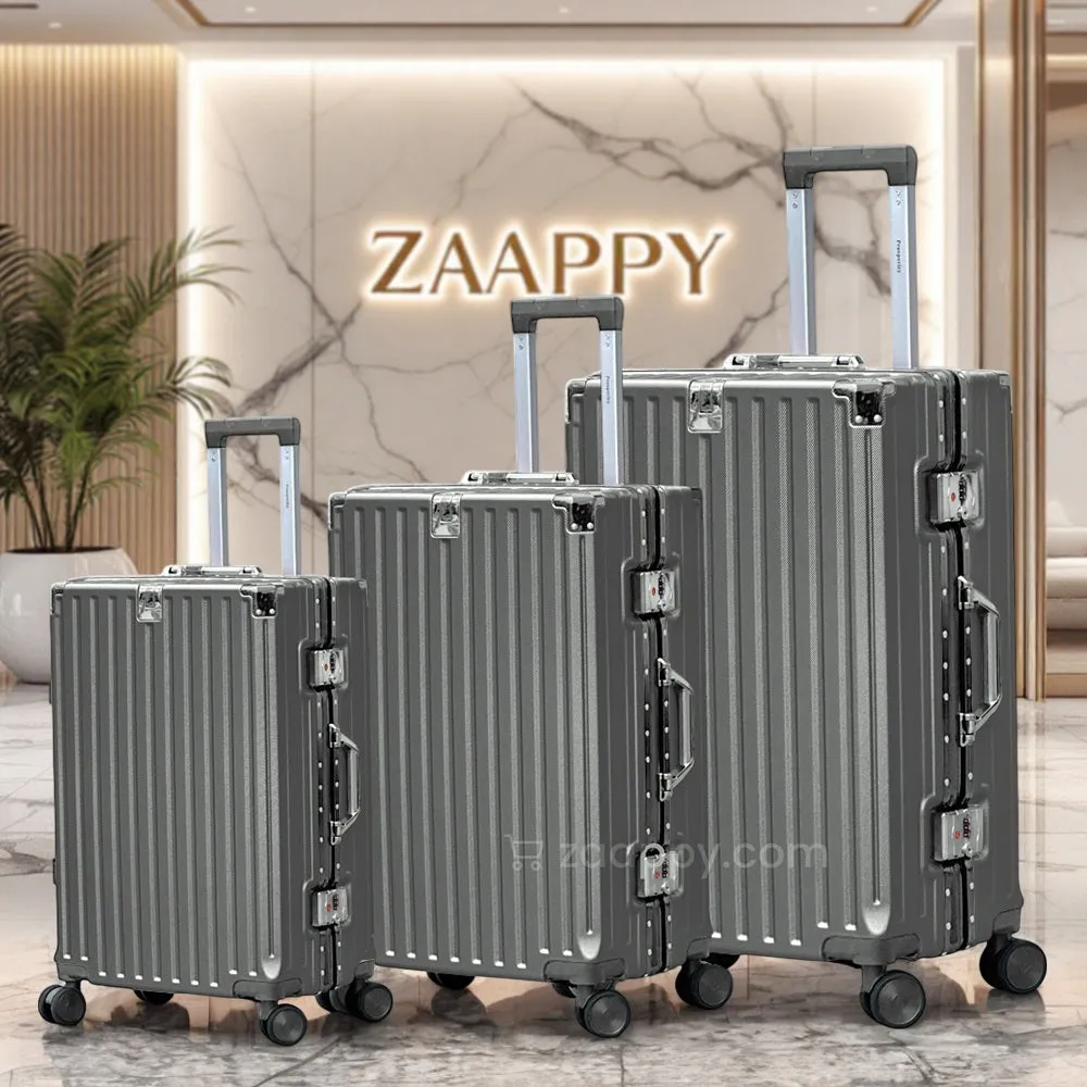 Trending Aluminum Luggage | USB Charging Port | Bottle Holder | Free Your Hands | Stylish Travel Companion | 3 Pcs Set 20, 24 and 28 Inches