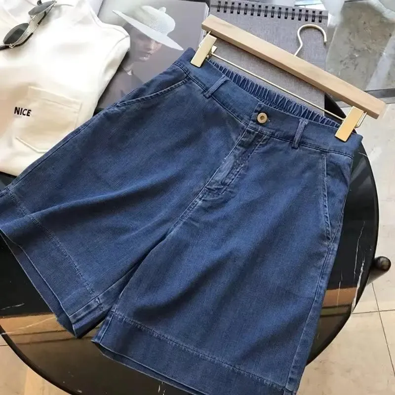 Tula Jeans Fashionable Soft Denim Women's Slim Plus Size Slimming Wide-Leg Shorts