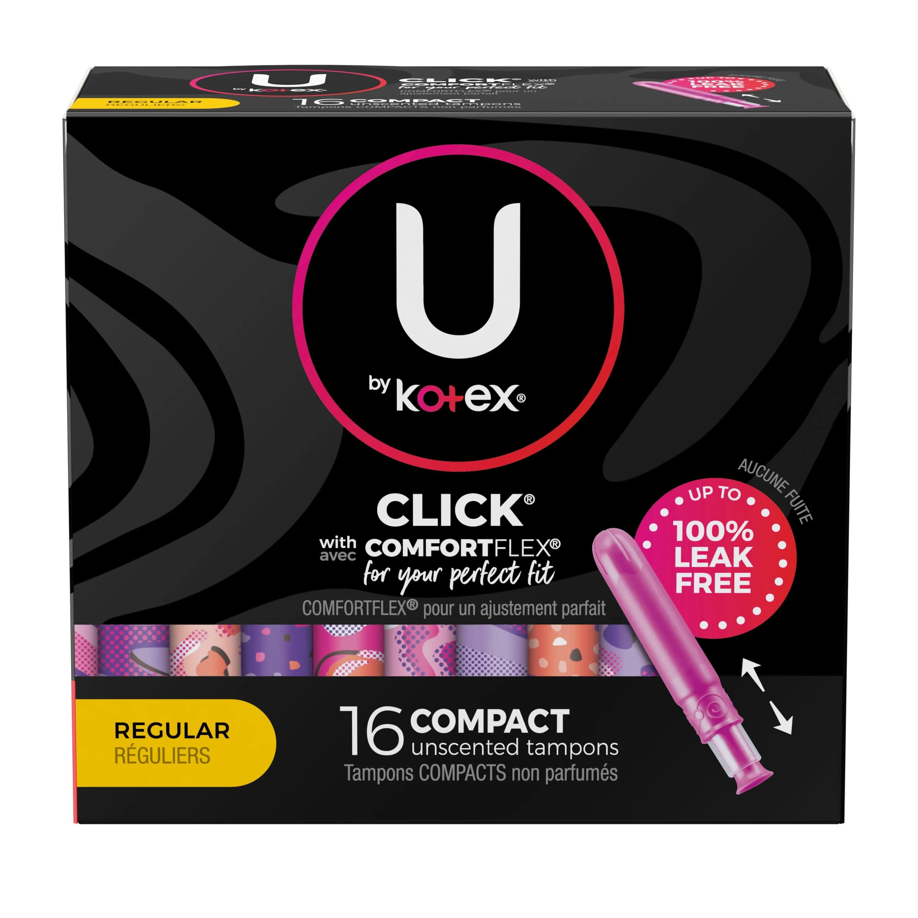 U by Kotex Click Compact Tampons, Regular, Unscented, 16 Count