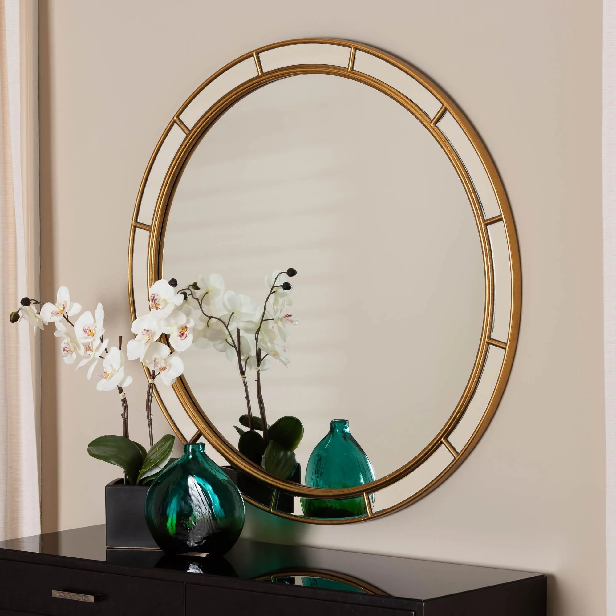 Ulvi Antique Goldleaf Round Accent Mirror