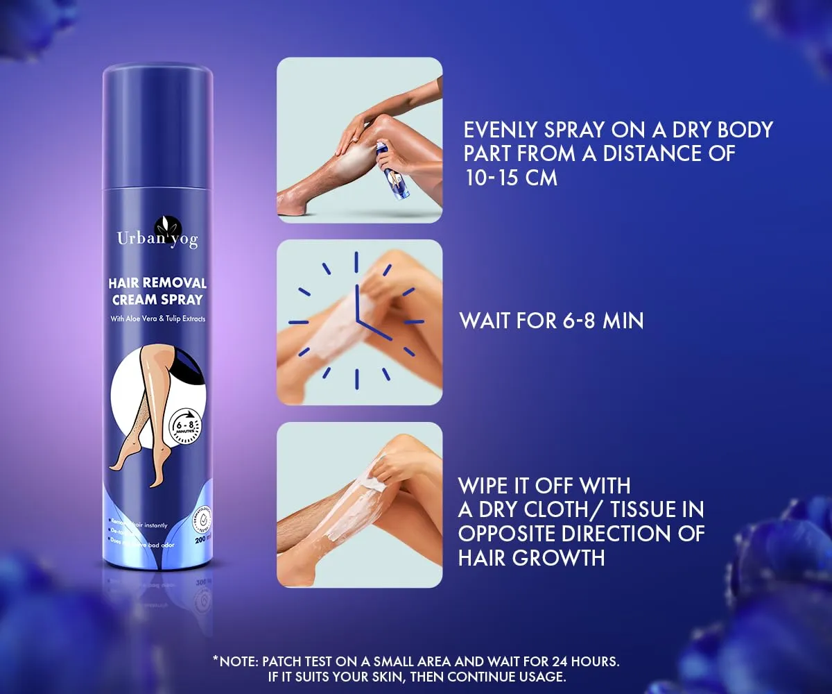 Urban Yog Hair Removal Cream Spray for Women - (200 ML * 10 Units) (Pack of 10) | Painless Body Hair Removal for women’s Hands, Legs & Under Arms | Natural & Safe