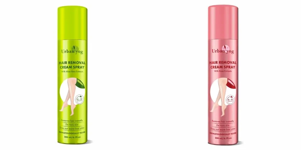 Urban Yog Hair Removal Cream Spray for Women (200 ML * 2 Units) | Combo Flavor - Aloe Vera and Rose | Painless Body Hair Removal Cream