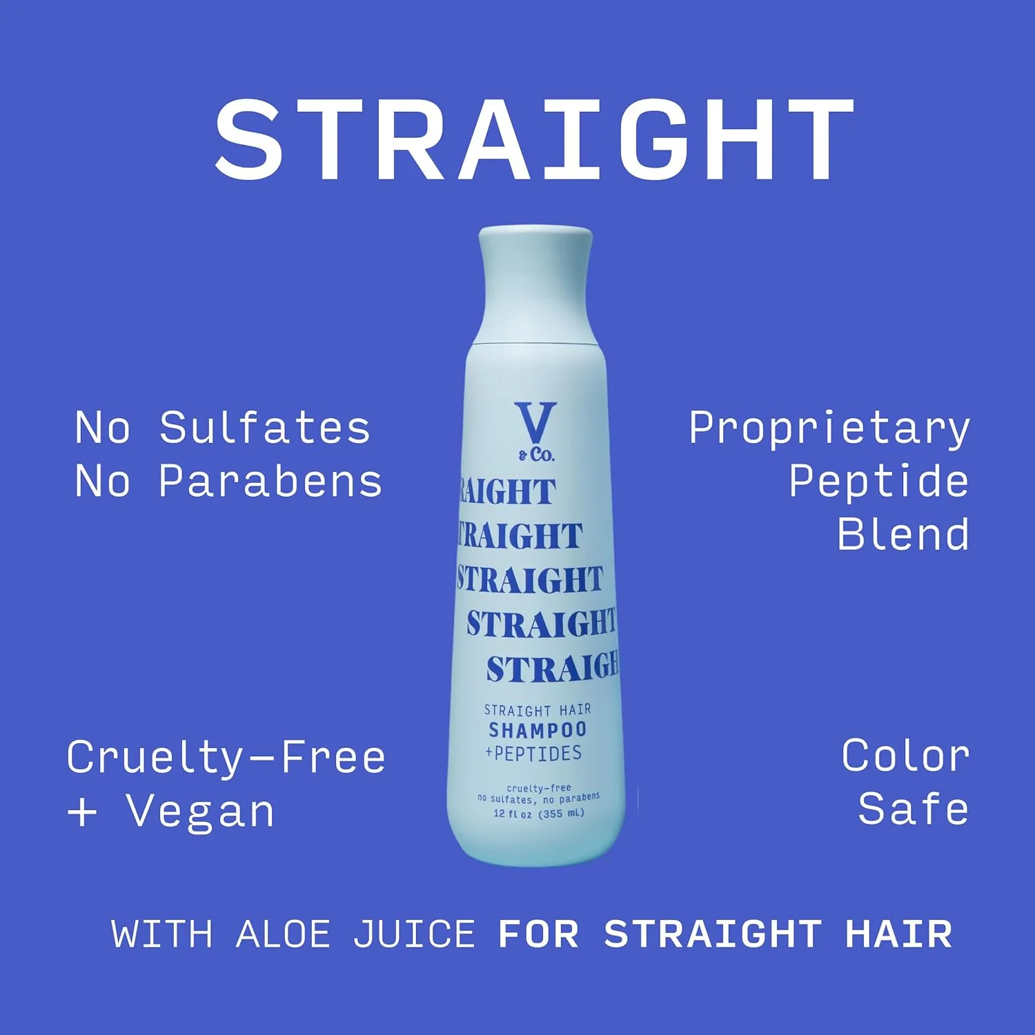 V & CO straight hair conditioner   peptides curlty free no sulfates no parabens بلسم الشعر المنسدل